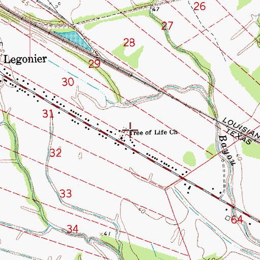Topographic Map of Tree of Life Church, LA