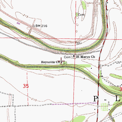 Topographic Map of Reynolds Church, AR