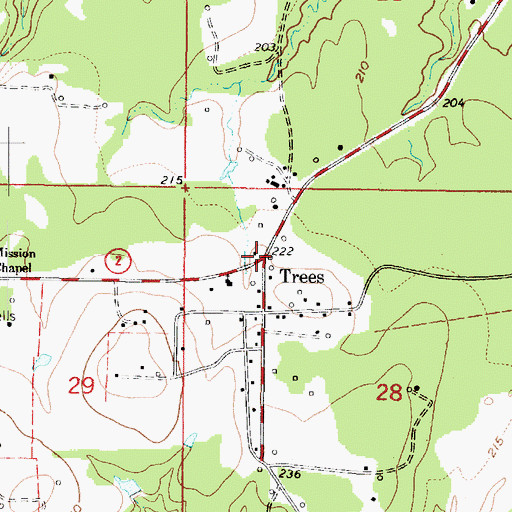 Topographic Map of Trees, LA