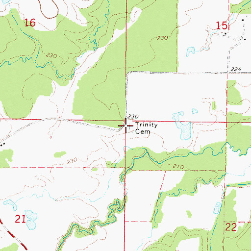 Topographic Map of Trinity Cemetery, LA