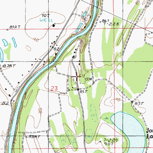 Topographic Map of Trio Cemetery, LA