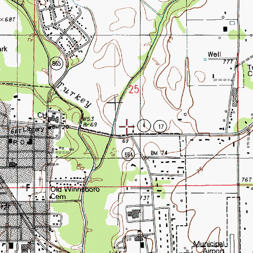 Topographic Map of True Light Church, LA