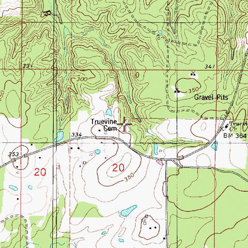 Topographic Map of Truevine Cemetery, LA