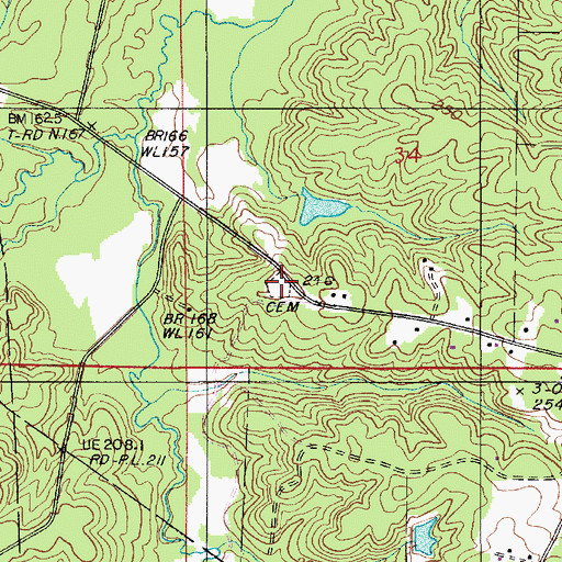 Topographic Map of Antioch Cemetery, LA