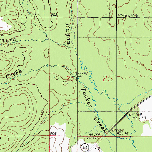 Topographic Map of Tucker Creek, LA