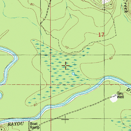 Topographic Map of Tucker Creek, LA