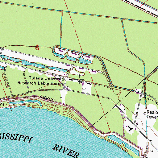 Topographic Map of Tulane University Hebert Riverside Reserach Center, LA
