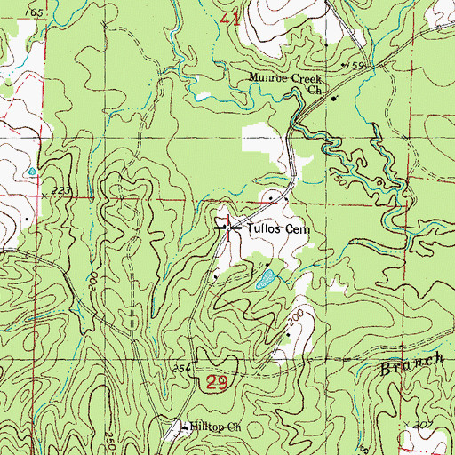 Topographic Map of Tullos Cemetery, LA
