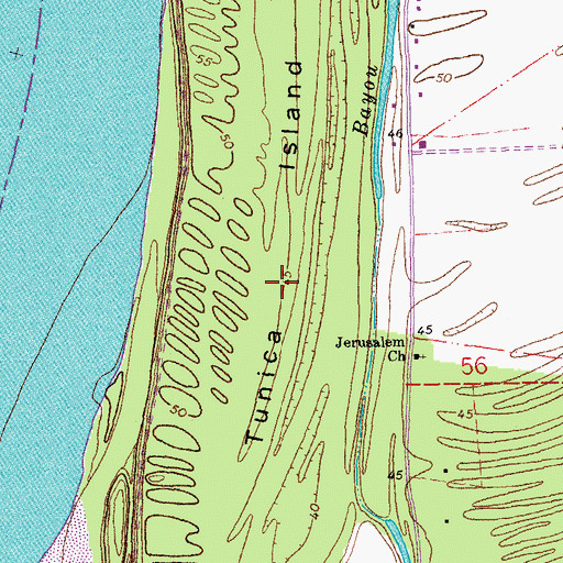 Topographic Map of Tunica Island, LA