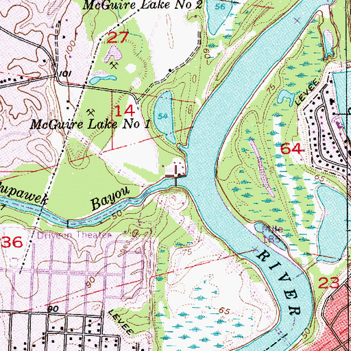 Topographic Map of Tupawek Bayou, LA