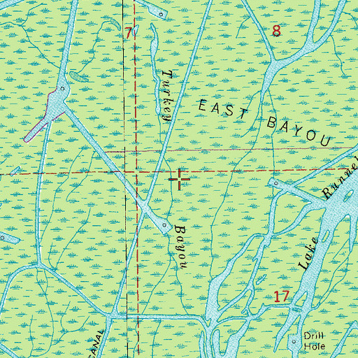 Topographic Map of Turkey Bayou, LA