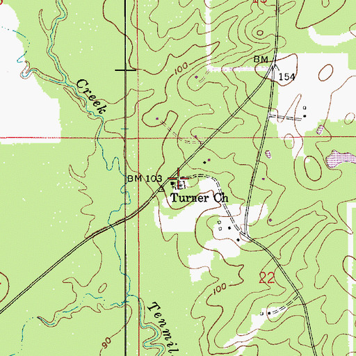 Topographic Map of Turner Church, LA