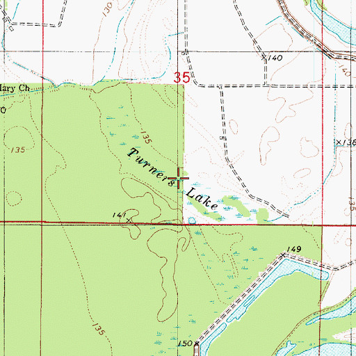 Topographic Map of Turners Lake, LA