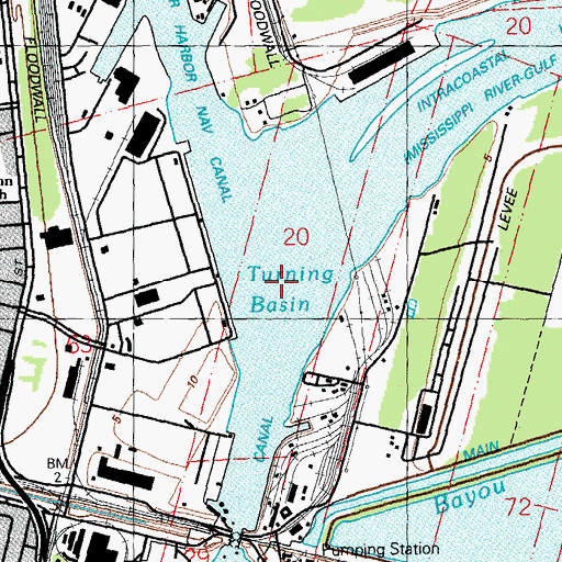 Topographic Map of Turning Basin, LA