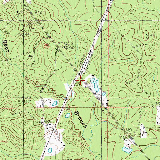 Topographic Map of Turnley Cemetery, LA