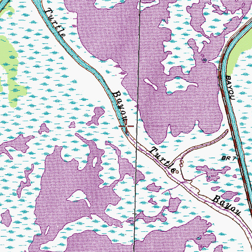 Topographic Map of Turtle Bayou, LA