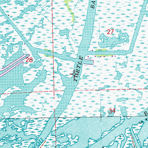 Topographic Map of Turtle Bayou, LA
