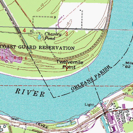 Topographic Map of Twelvemile Point, LA
