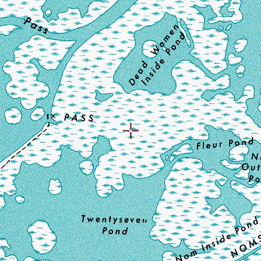 Topographic Map of Twentyseven Pass, LA