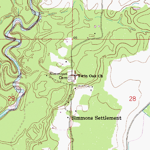 Topographic Map of Twin Oak Church, LA