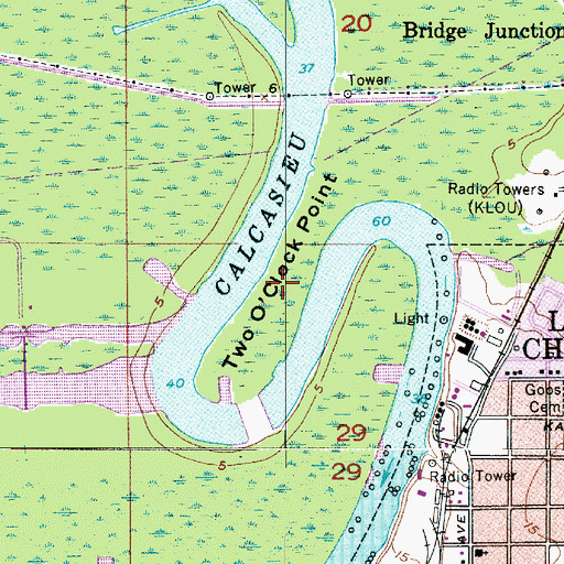 Topographic Map of Two O'Clock Point, LA