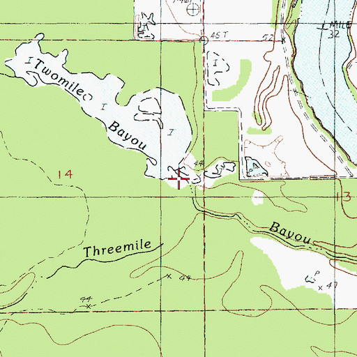 Topographic Map of Twomile Bayou, LA