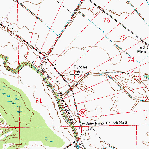Topographic Map of Tyrone Cemetery, LA