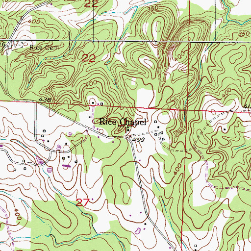 Topographic Map of Wrights Chapel, AR