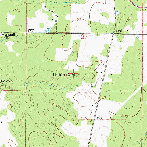 Topographic Map of Union Cemetery, LA