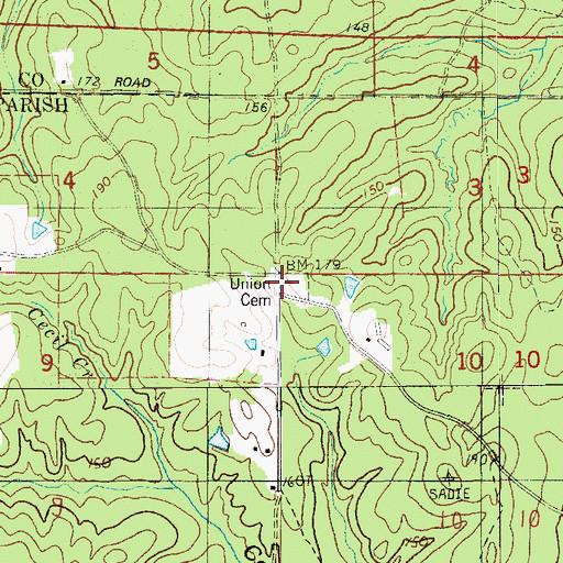 Topographic Map of Union Cemetery, LA