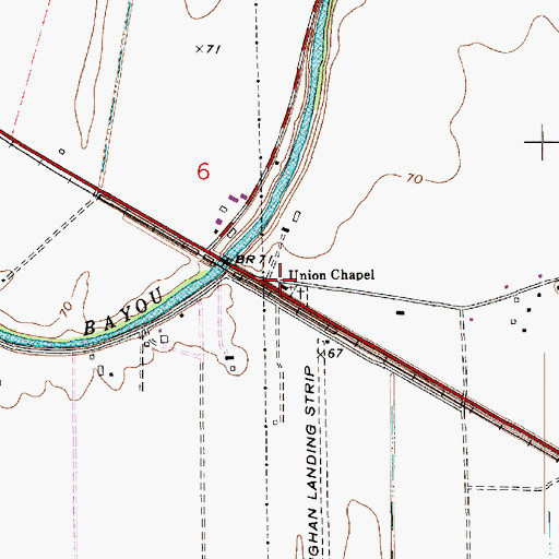 Topographic Map of Union Chapel, LA