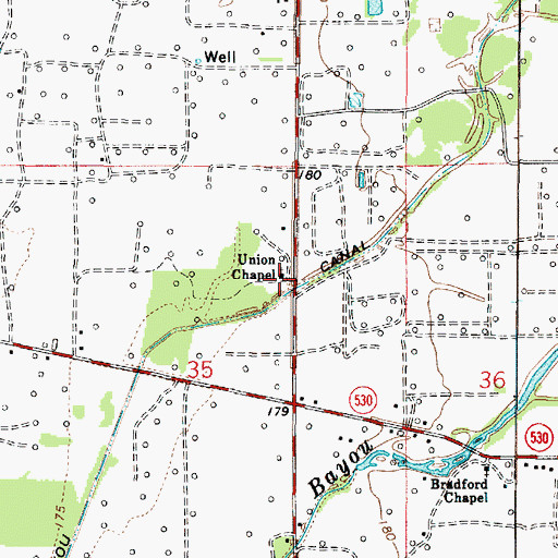Topographic Map of Union Chapel, LA