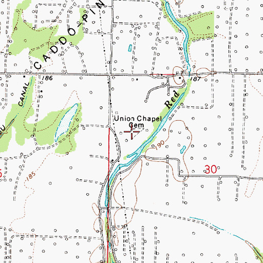 Topographic Map of Union Chapel Cemetery, LA
