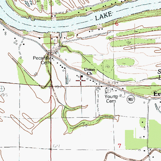 Topographic Map of Union Church, LA
