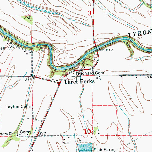 Topographic Map of Richard Cemetery, AR