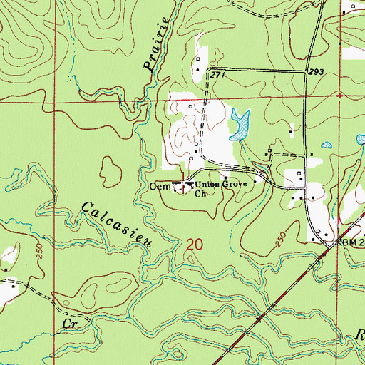 Topographic Map of Union Grove Church, LA