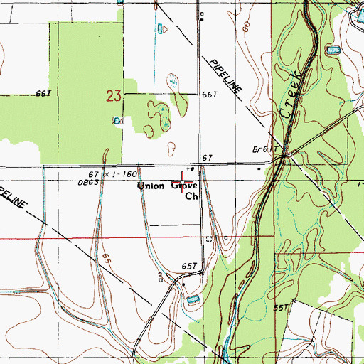 Topographic Map of Union Grove Church, LA
