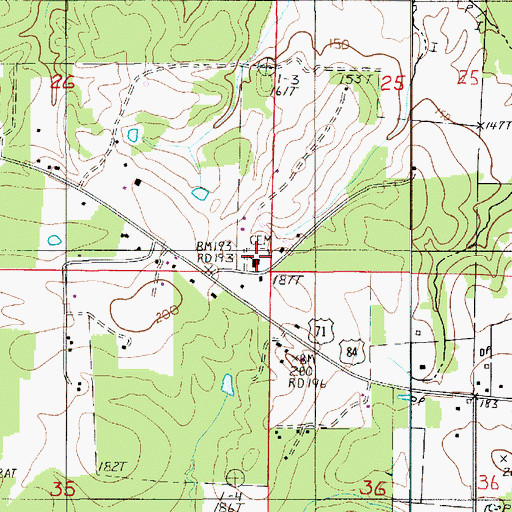 Topographic Map of Union Hall Church, LA