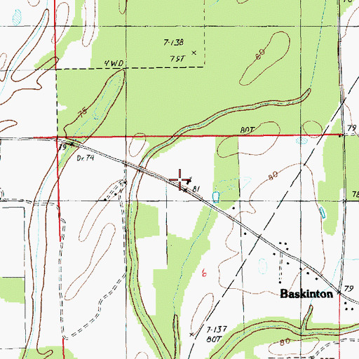 Topographic Map of Union Valley Church, LA