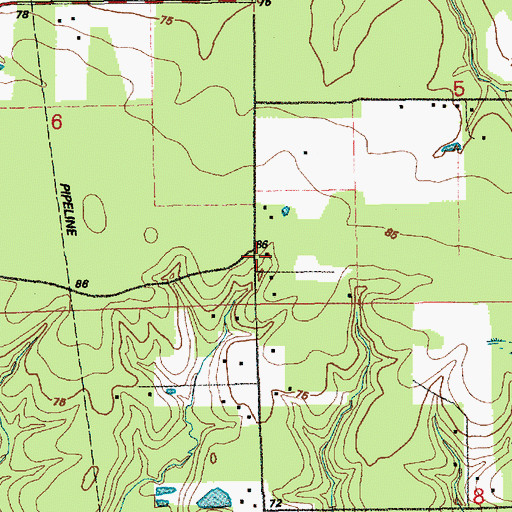 Topographic Map of United Church, LA