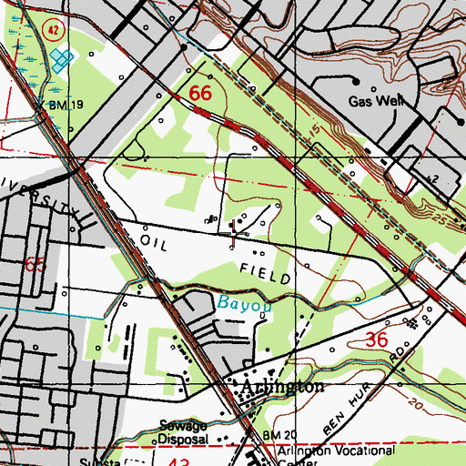 Topographic Map of University Oil Field, LA
