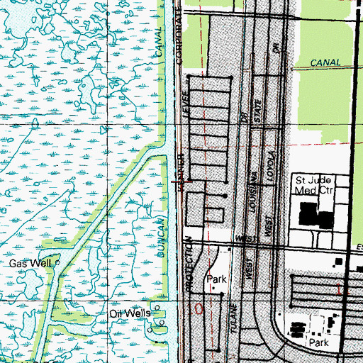 Topographic Map of Upper Protection Levee, LA
