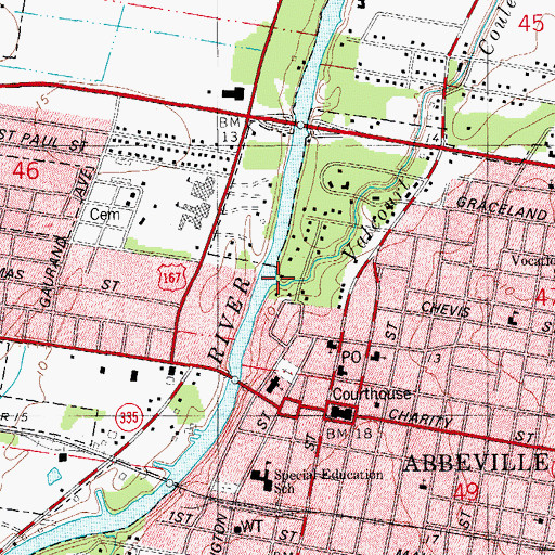 Topographic Map of Valcourt Coulee, LA