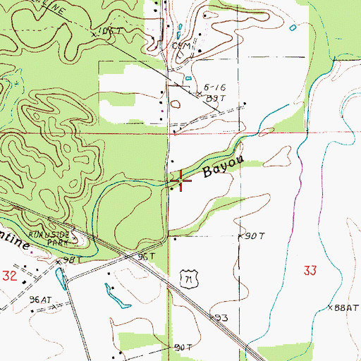 Topographic Map of Valentine Bayou, LA