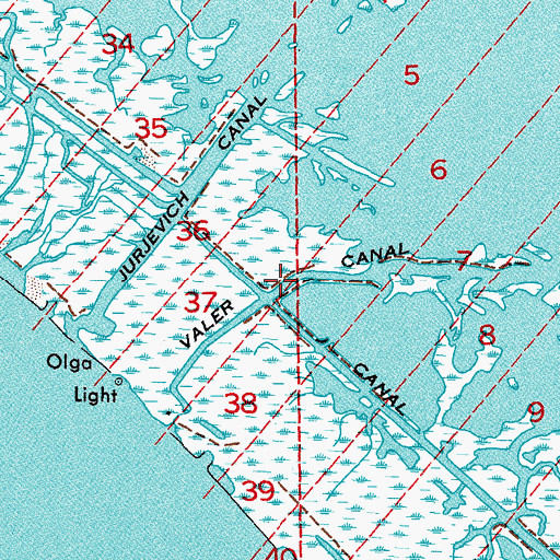 Topographic Map of Valer Canal, LA