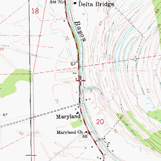 Topographic Map of Van Buren Bayou, LA