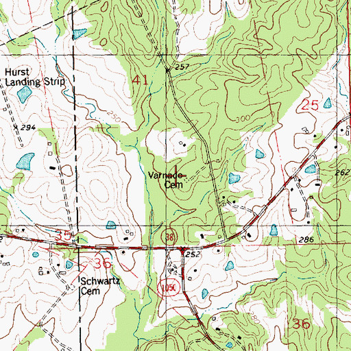 Topographic Map of Varnado Cemetery, LA