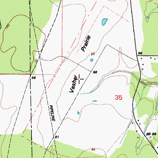 Topographic Map of Vasher Prairie, LA