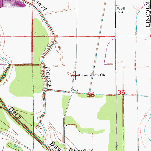 Topographic Map of Richardson Church, AR