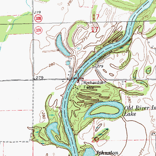 Topographic Map of Richardson Ferry, AR